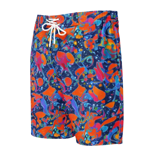 Cosmic Splatter on a Men's Board Shorts