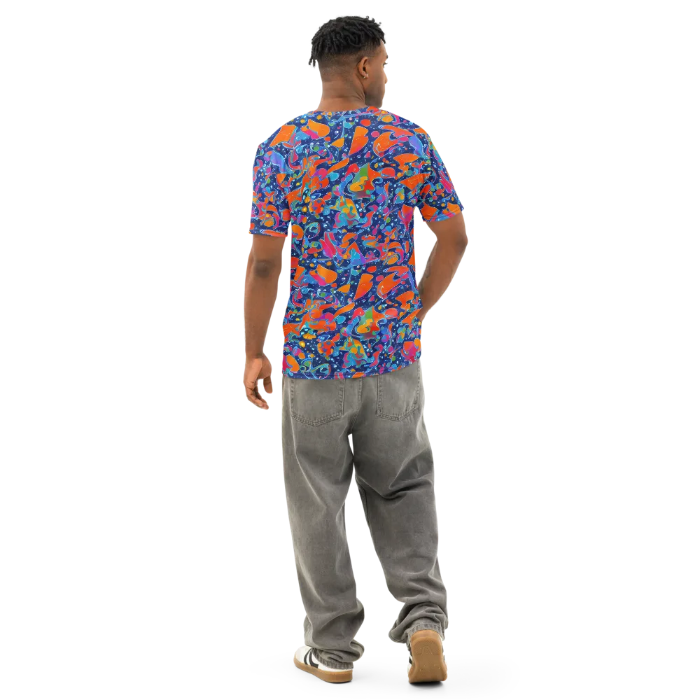 Cosmic Splatter on Men's Cotton Crew Neck T-Shirt — Back