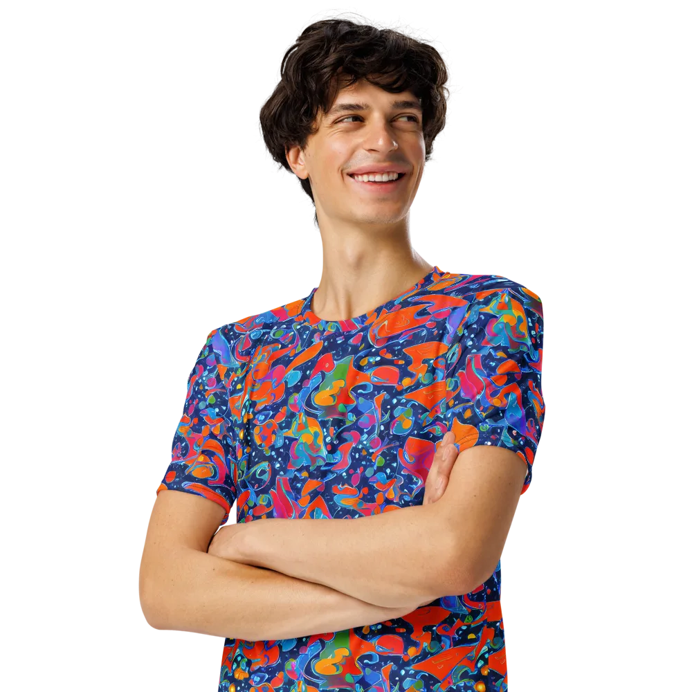 Cosmic Splatter on Men's Crew Neck T-Shirt — Left Front