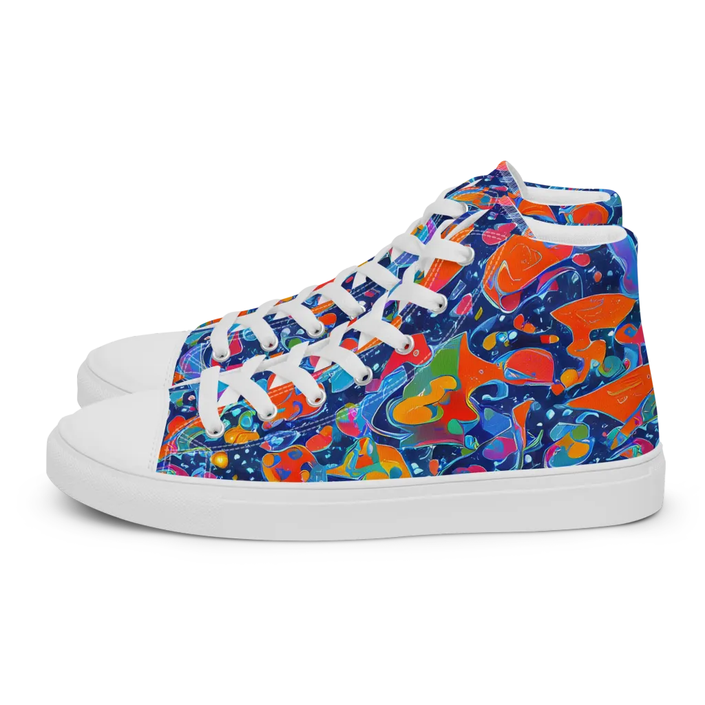Cosmic Splatter on Men's High Top Canvas Shoes — Left