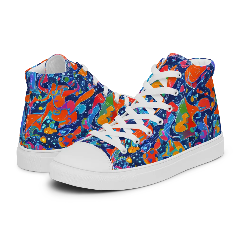 Cosmic Splatter on Men's High Top Canvas Shoes — Left