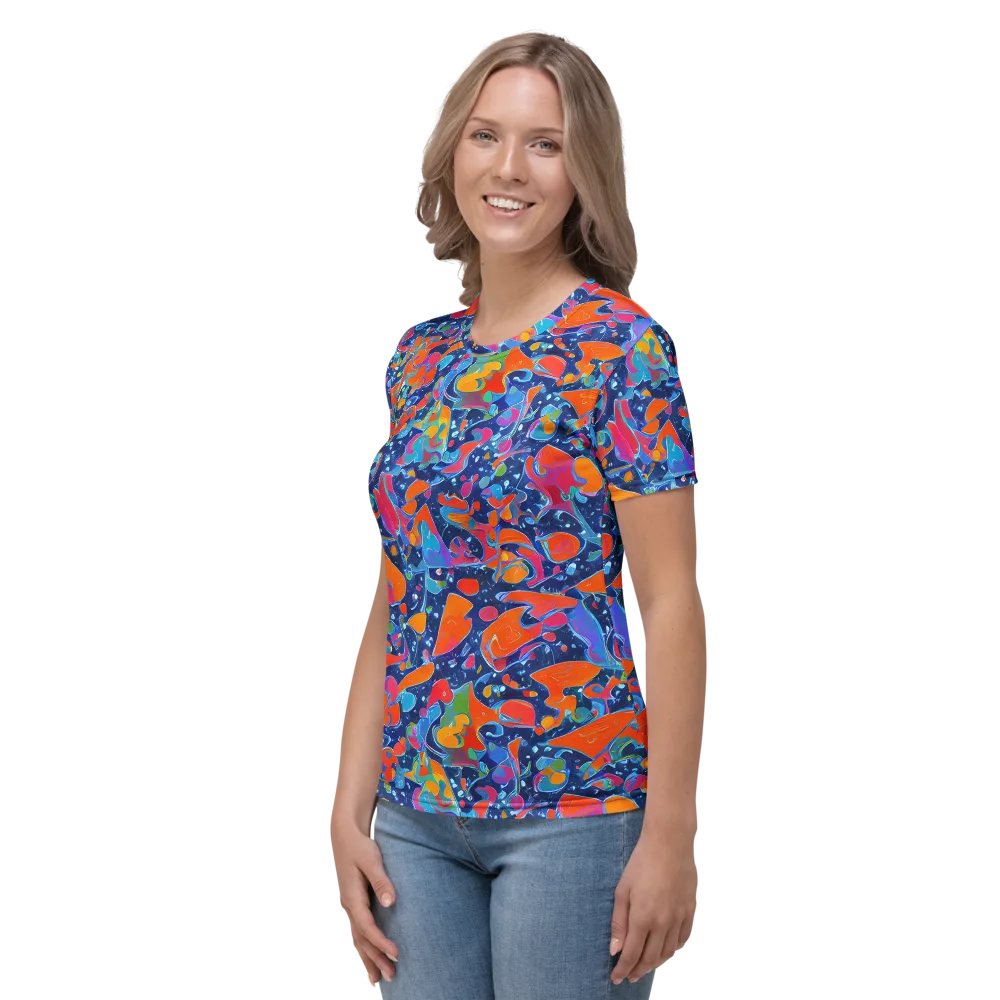 Cosmic Splatter on Women's Crew Neck T-Shirt — Left