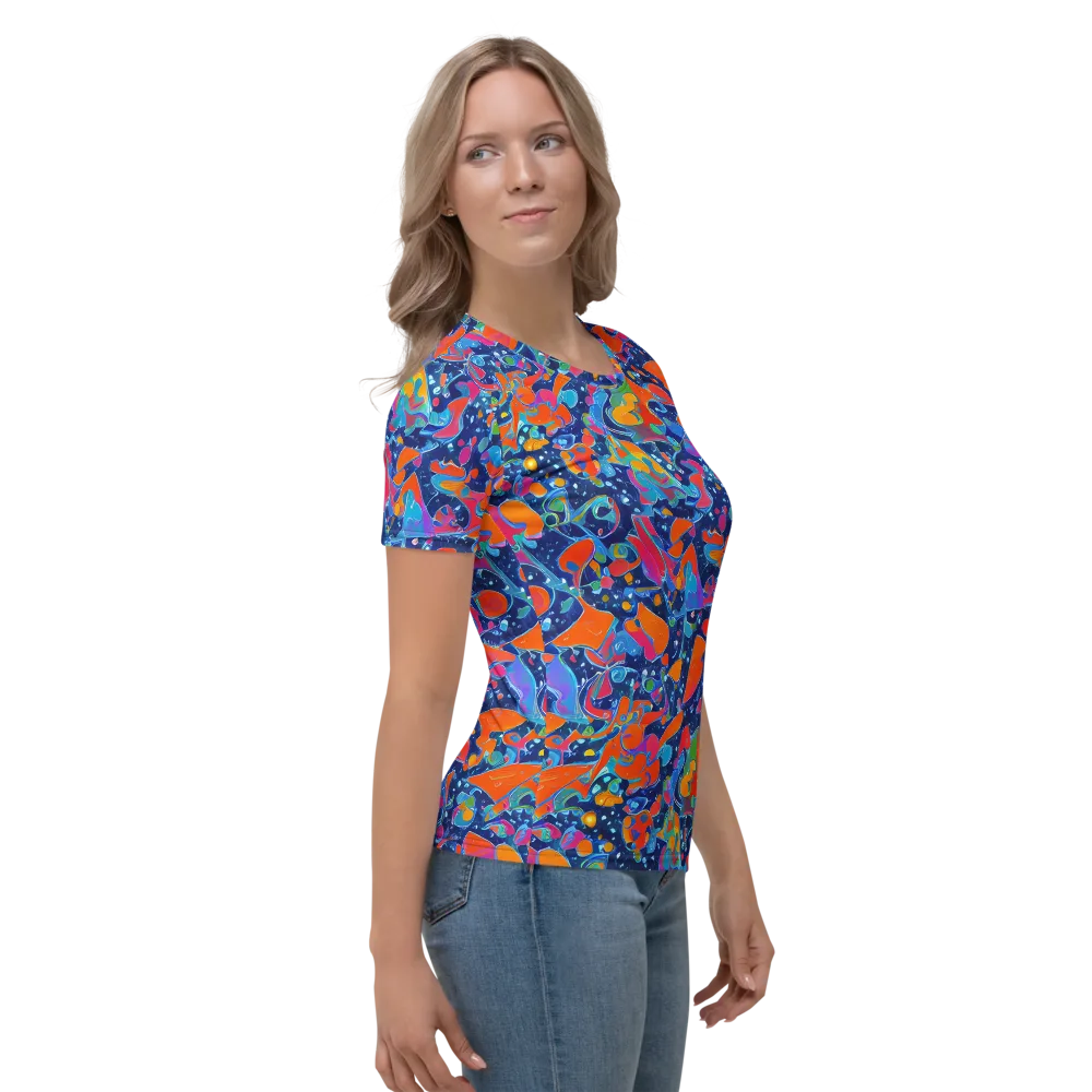 Cosmic Splatter on Women's Crew Neck T-Shirt — Right