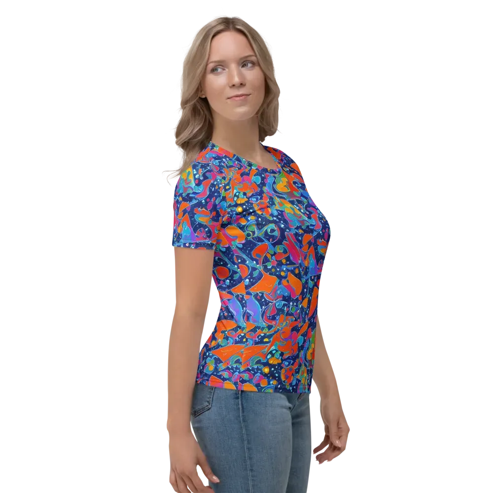 Cosmic Splatter on Women's Crew Neck T-Shirt — Right