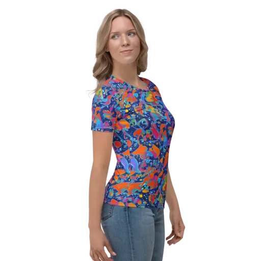 Cosmic Splatter on a Women's Crew Neck T-Shirt