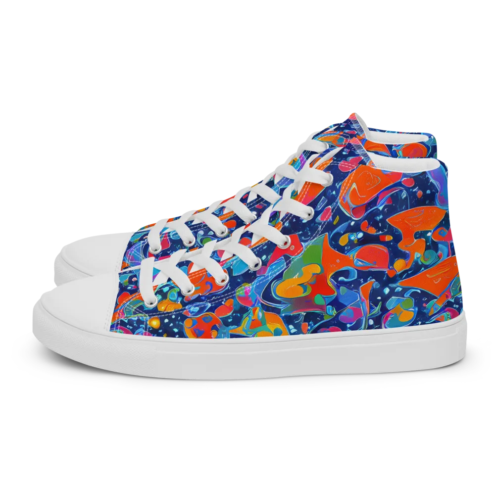 Cosmic Splatter on Women's High Top Canvas Shoes — Left