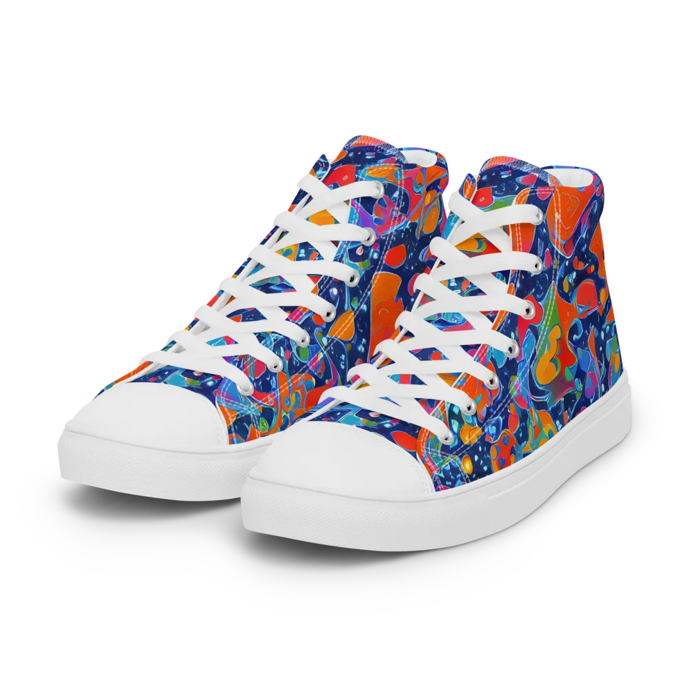 Cosmic Splatter on Women's High Top Canvas Shoes — Left Front