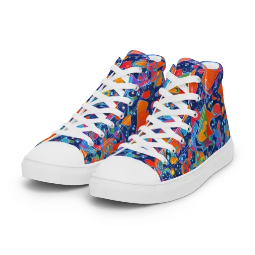 Cosmic Splatter on a Women's High Top Canvas Shoes
