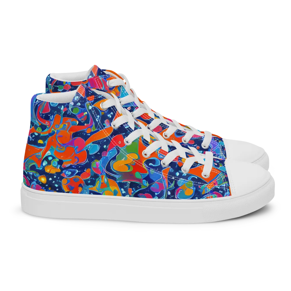 Cosmic Splatter on Women's High Top Canvas Shoes — Right