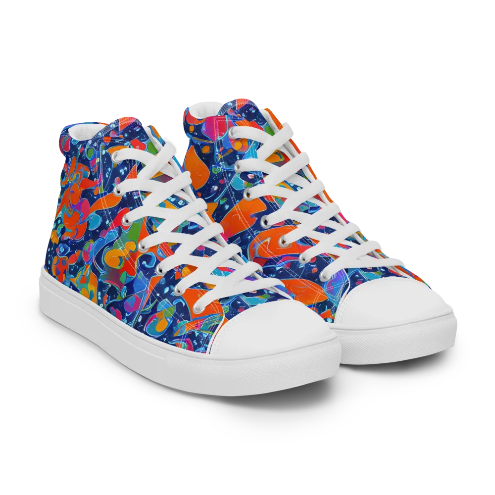 Cosmic Splatter on Women's High Top Canvas Shoes — Right Front