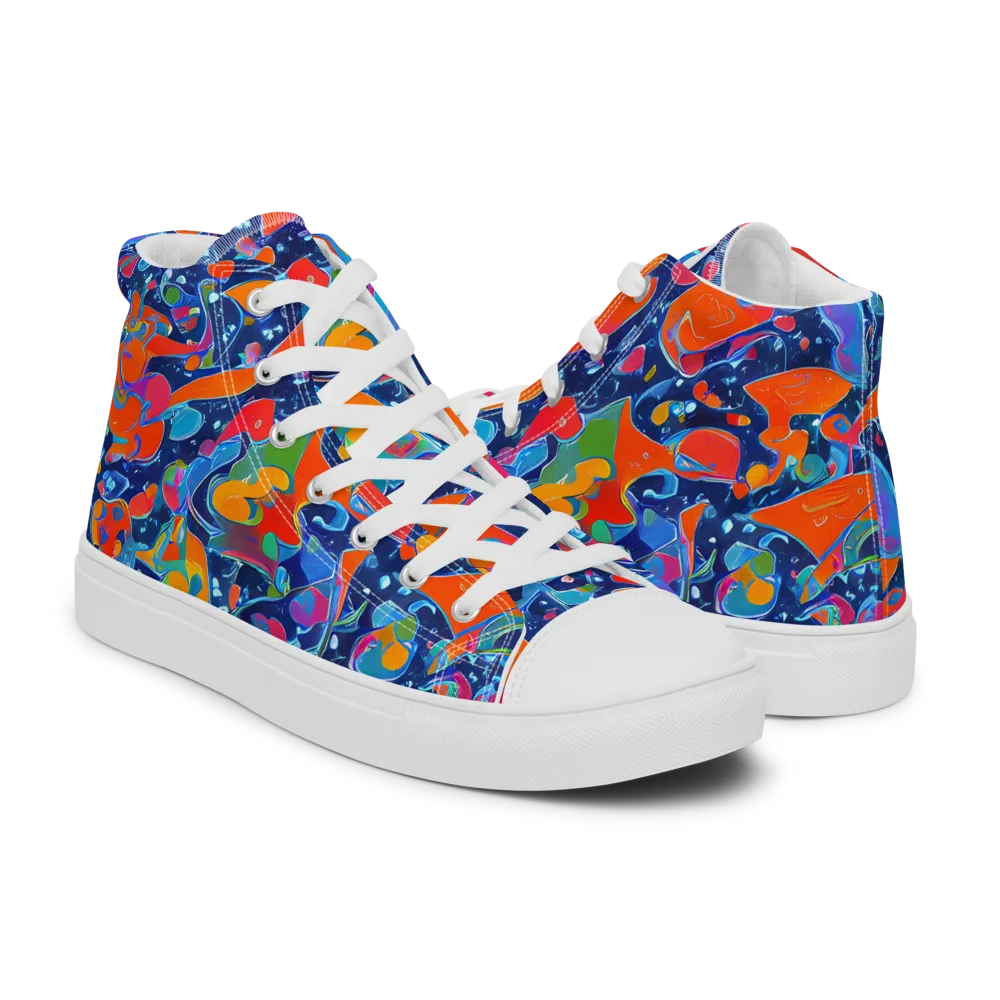Cosmic Splatter on Women's High Top Canvas Shoes — Right