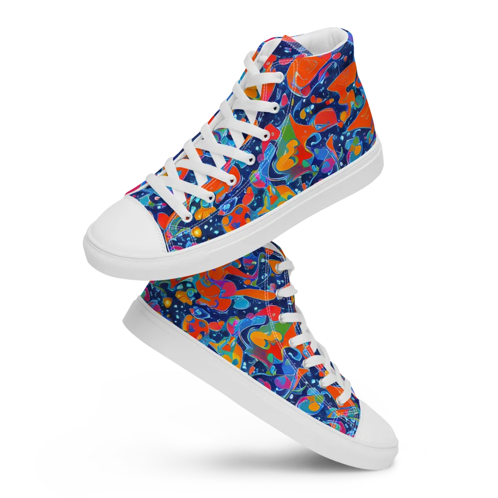 Cosmic Splatter on Women's High Top Canvas Shoes — Front