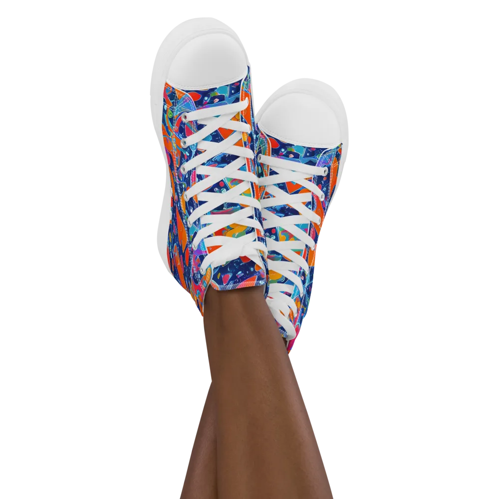 Cosmic Splatter on Women's High Top Canvas Shoes — Front