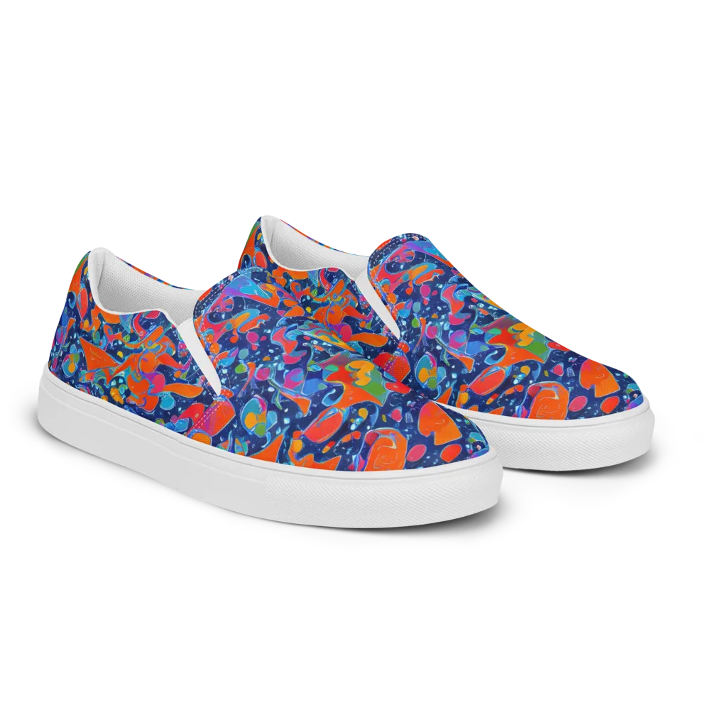Cosmic Splatter on Men's Slip-On Canvas Shoes — Right Front