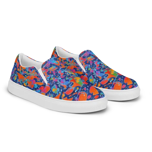 Cosmic Splatter on a Men's Slip-On Canvas Shoes