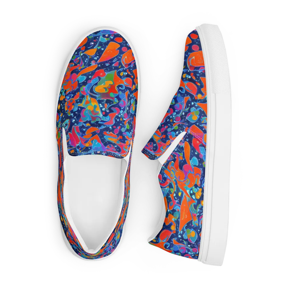 Cosmic Splatter on Men's Slip-On Canvas Shoes — Front