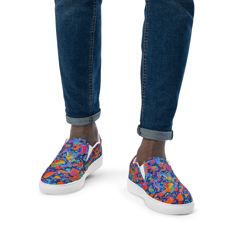 Cosmic Splatter on Men's Slip-On Canvas Shoes — Front
