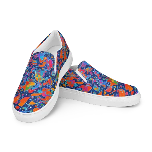 Cosmic Splatter on a Women's Slip-On Canvas Shoes