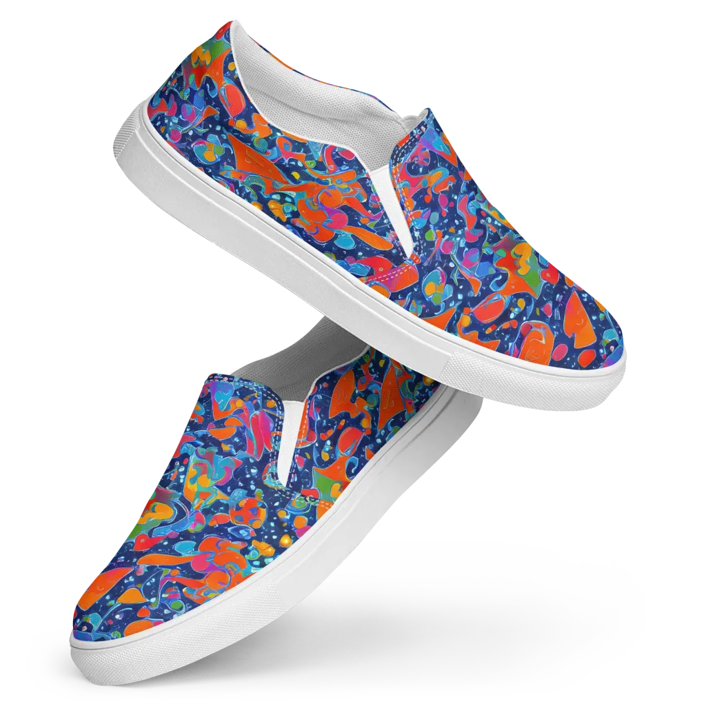 Cosmic Splatter on Women's Slip-On Canvas Shoes — Front