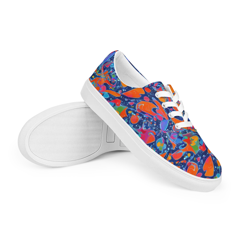 Cosmic Splatter on Men's Lace-Up Canvas Shoes — Right Front