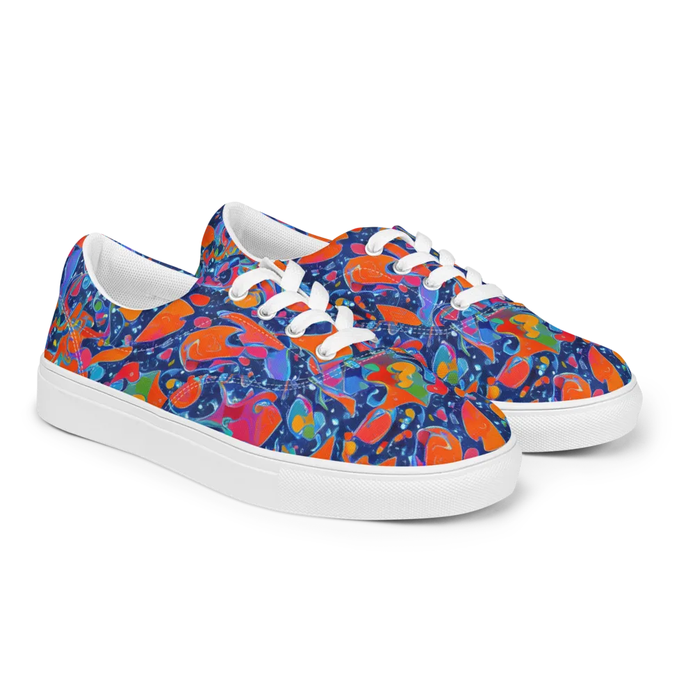 Cosmic Splatter on Men's Lace-Up Canvas Shoes — Right Front