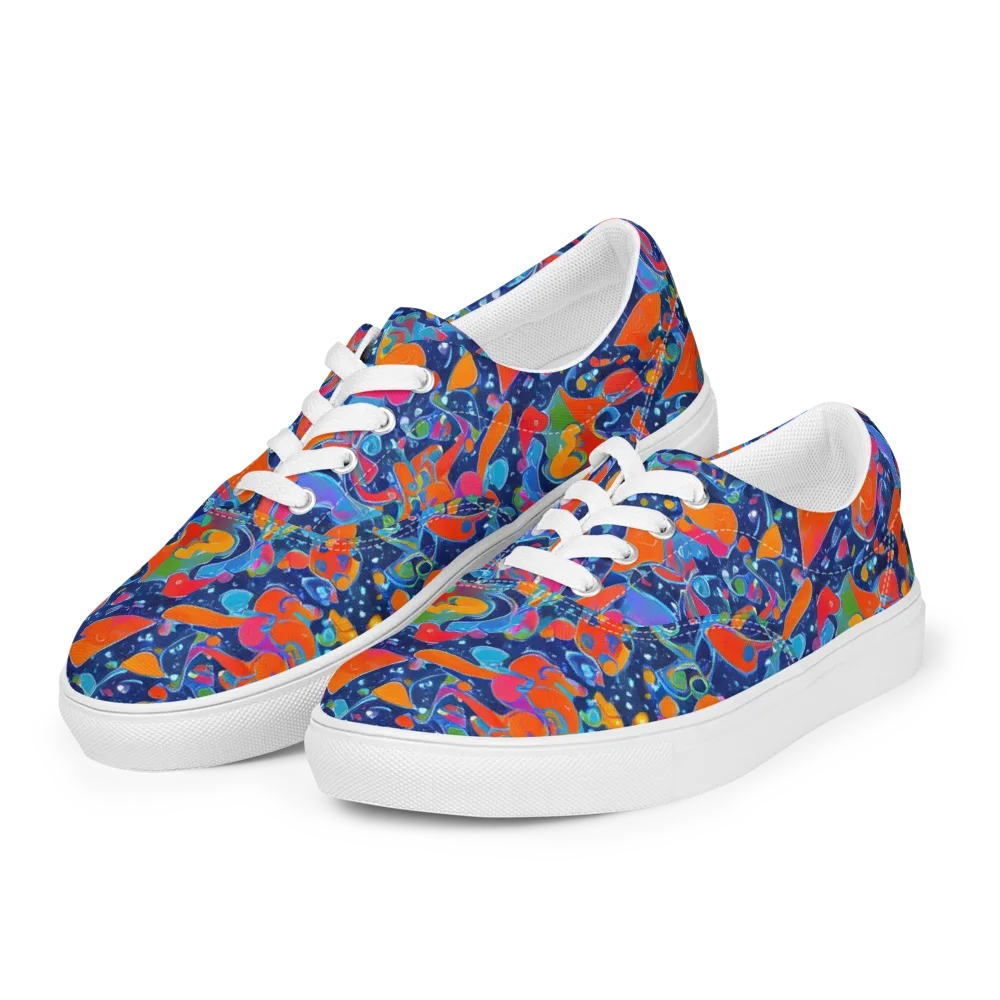 Cosmic Splatter on Men's Lace-Up Canvas Shoes — Left Front