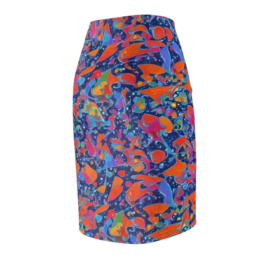 Cosmic Splatter on Pencil Skirt — Back Side