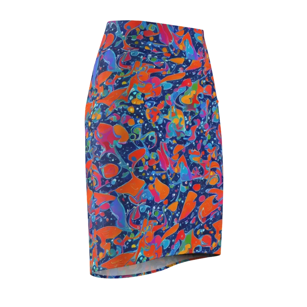 Cosmic Splatter on Pencil Skirt — Front Side
