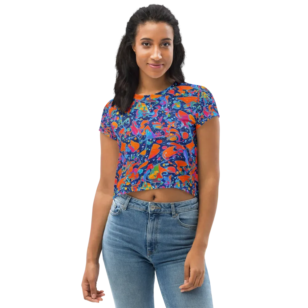Cosmic Splatter on Crop Tee — Front