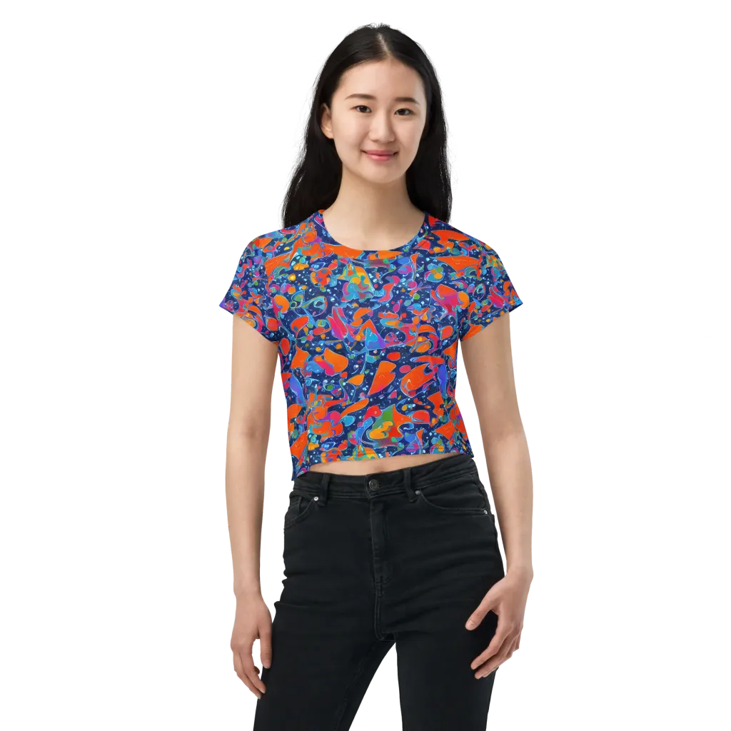Cosmic Splatter on Crop Tee — Front