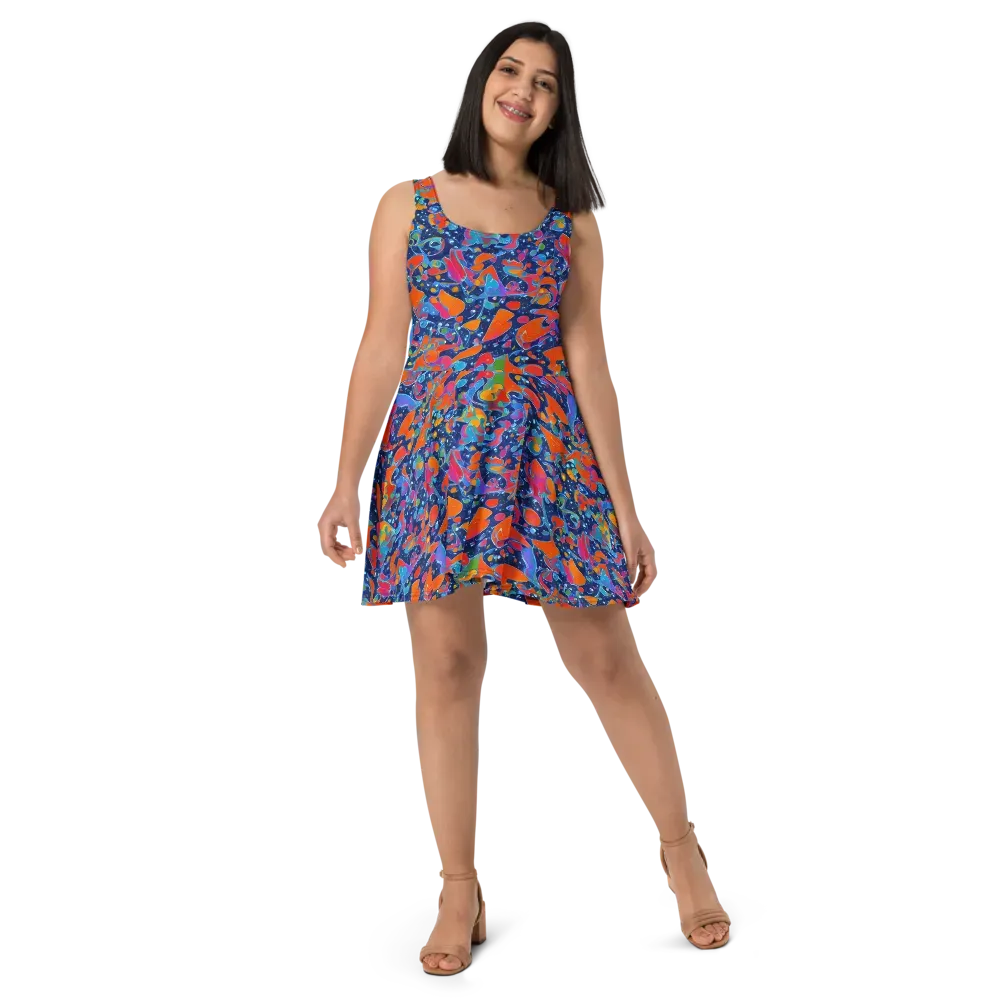 Cosmic Splatter on Skater Dress — Front