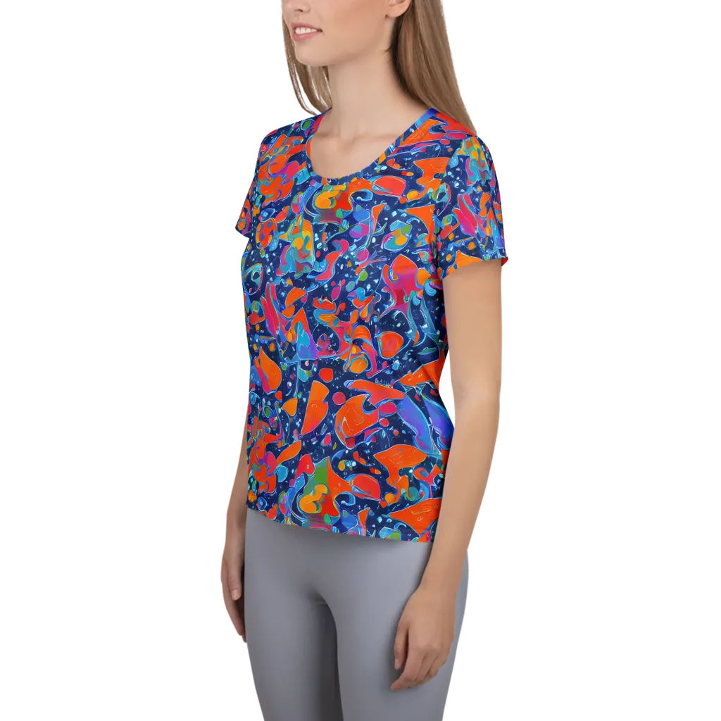 Cosmic Splatter on Women's Athletic T-Shirt — Left