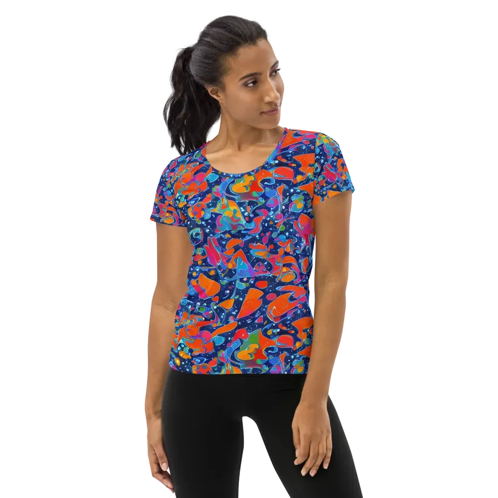Cosmic Splatter on Women's Athletic T-Shirt — Front
