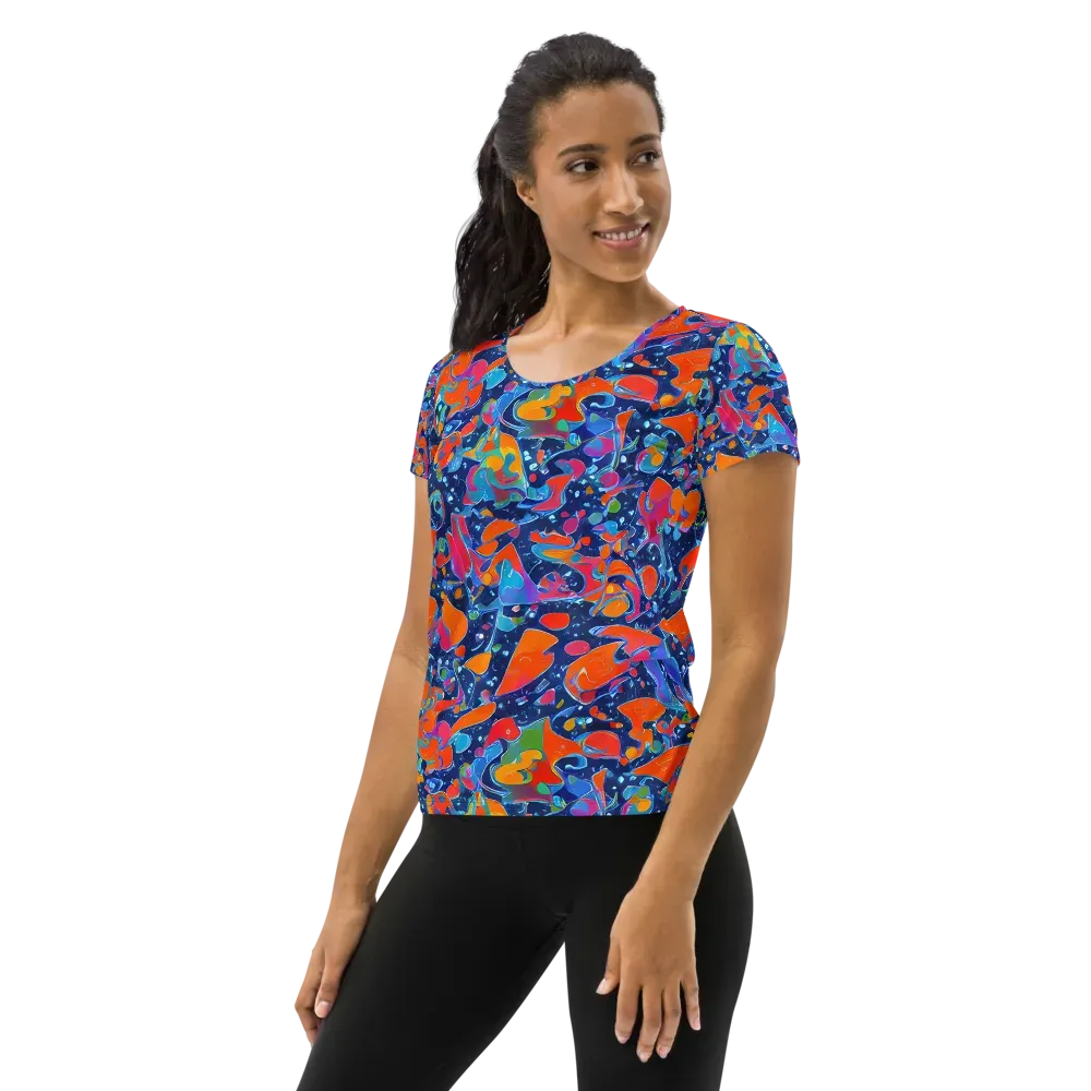 Cosmic Splatter on Women's Athletic T-Shirt — Left