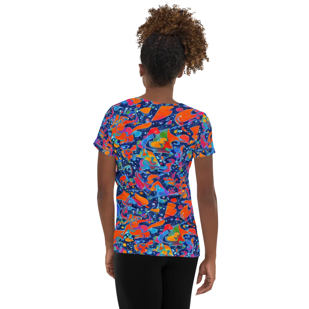 Cosmic Splatter on Women's Athletic T-Shirt — Back