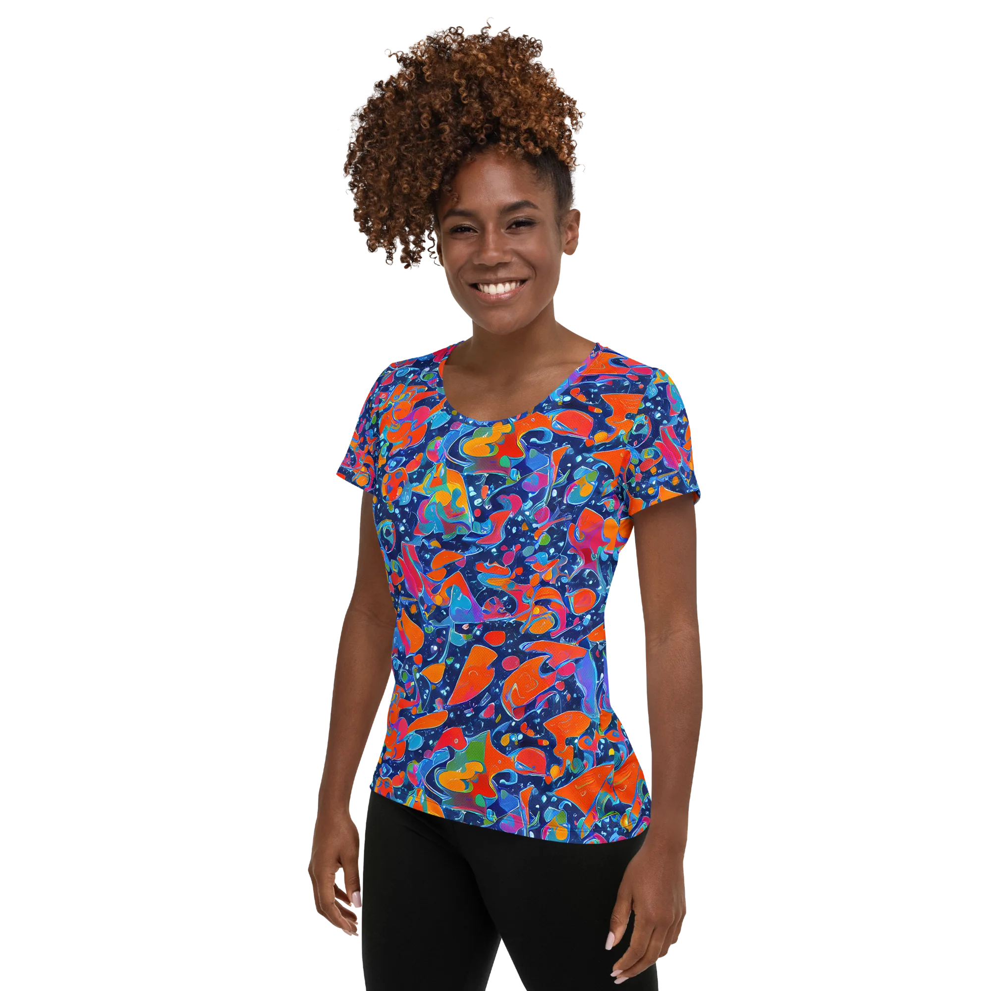 Cosmic Splatter on Women's Athletic T-Shirt — Left
