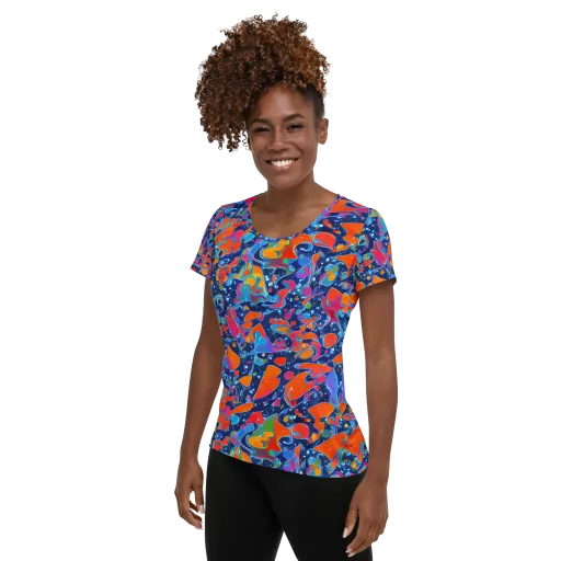 Cosmic Splatter on a Women's Athletic T-Shirt