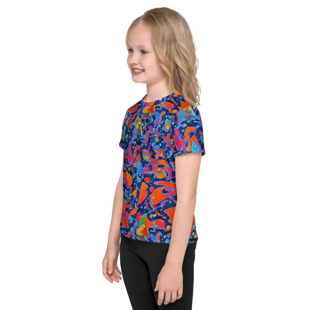 Cosmic Splatter on Kids Crew Neck T-Shirt — Left