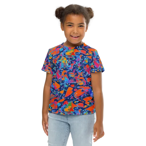 Cosmic Splatter on a Kids Crew Neck T-Shirt
