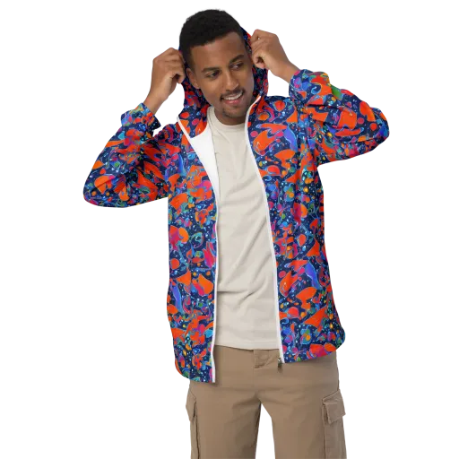 Cosmic Splatter on a Men's Windbreaker