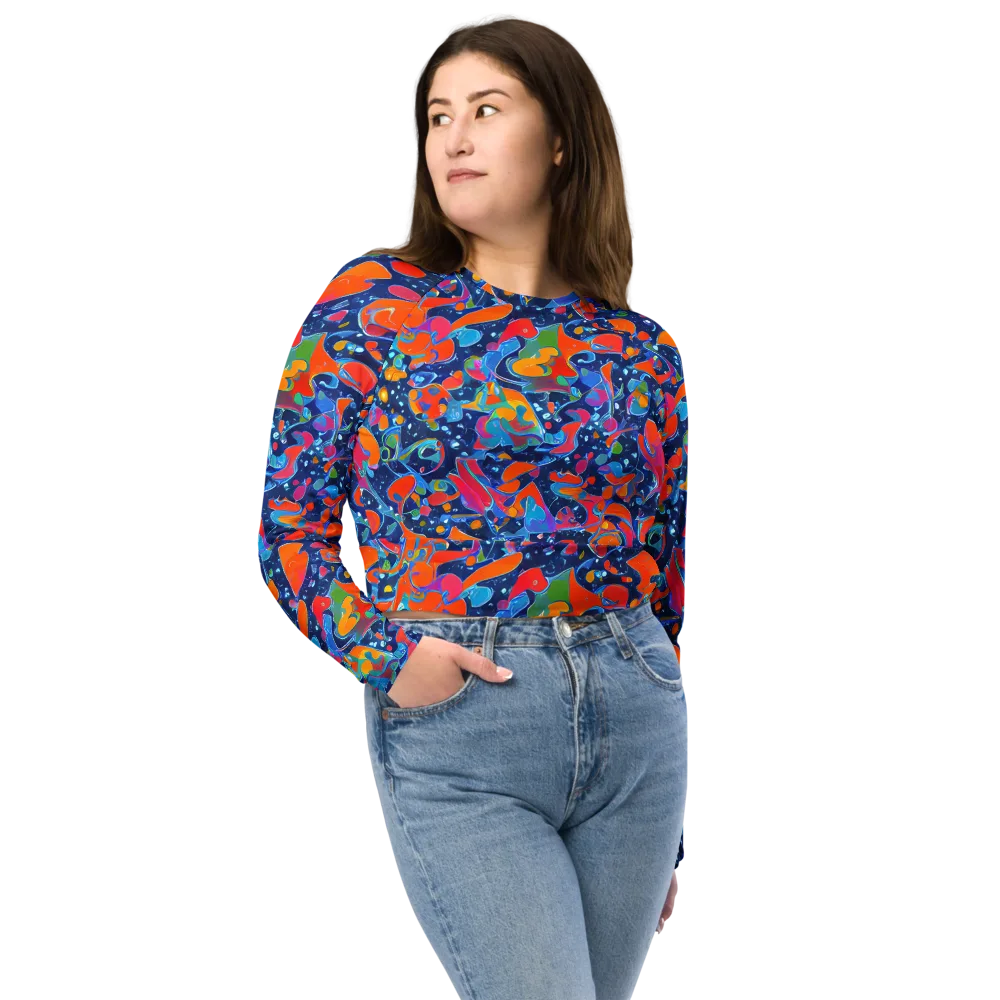 Cosmic Splatter on Long Sleeve Crop Top — Front