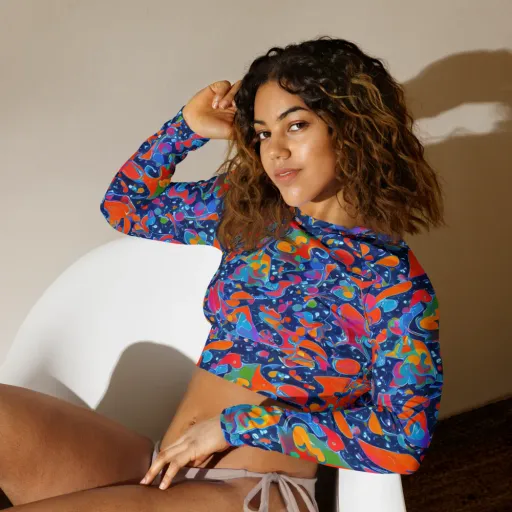 Cosmic Splatter on a Long Sleeve Crop Top
