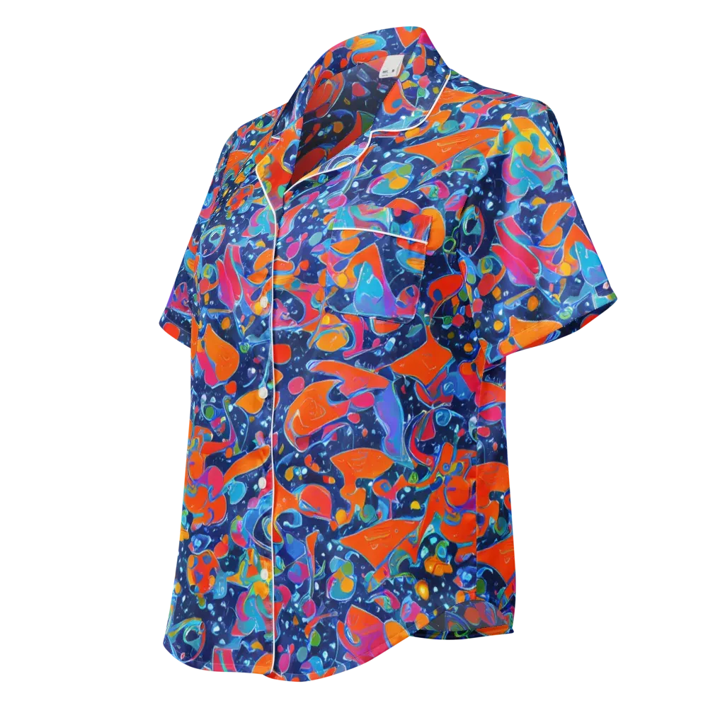 Cosmic Splatter on Women's Short Sleeve Pajama Top — Left Front