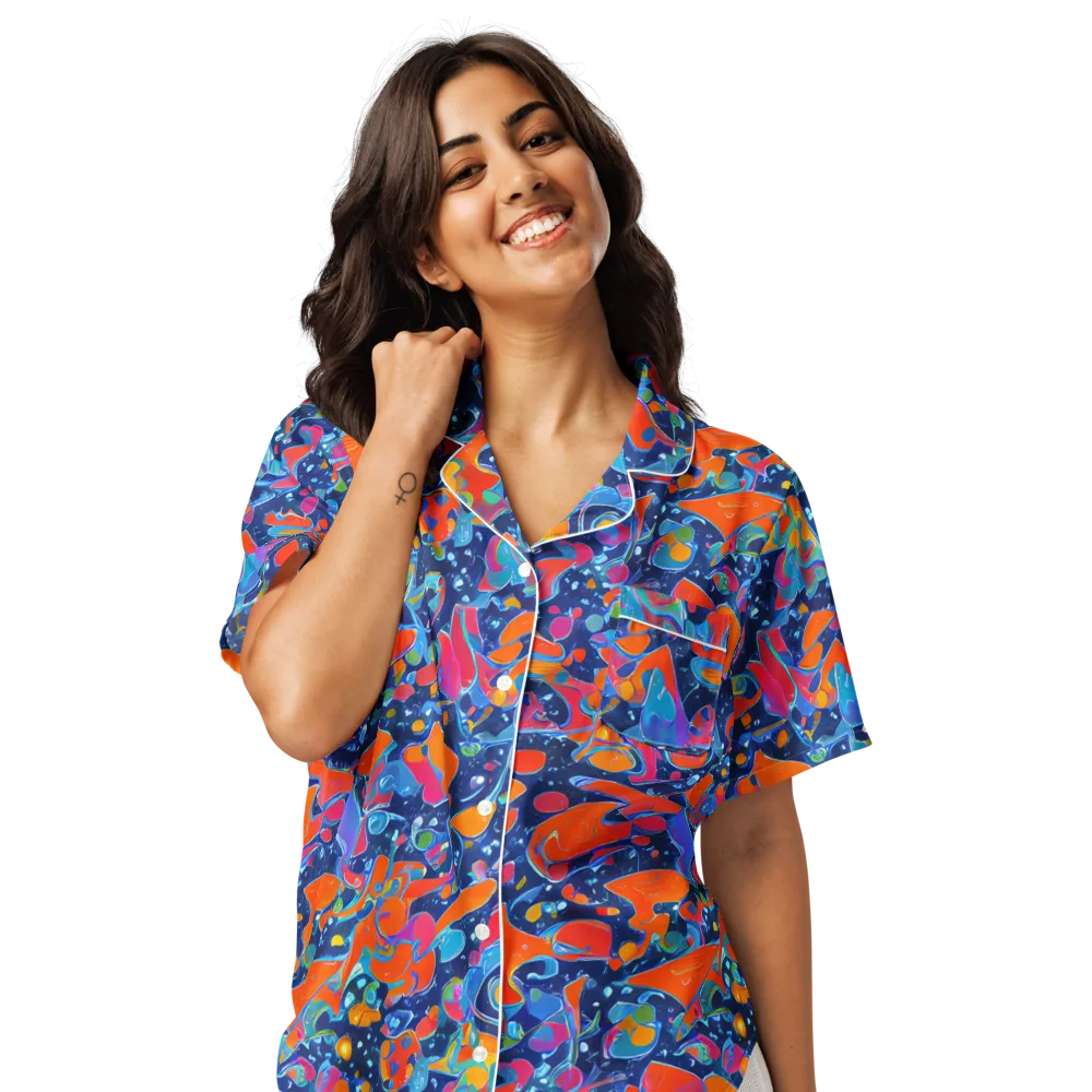 Cosmic Splatter on Women's Short Sleeve Pajama Top — Front