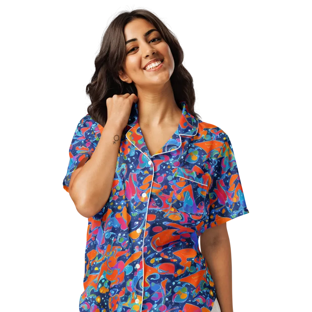 Cosmic Splatter on Women's Short Sleeve Pajama Top — Front