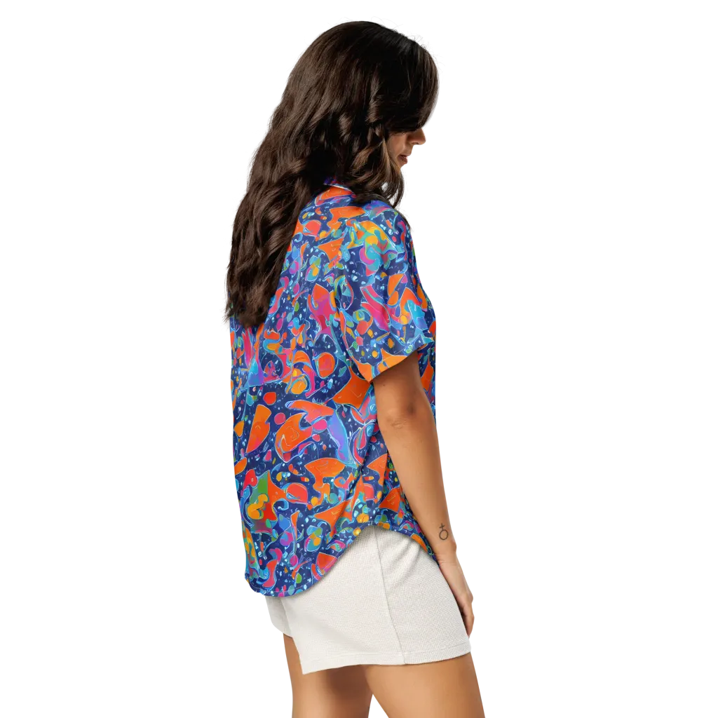 Cosmic Splatter on Women's Short Sleeve Pajama Top — Right Back