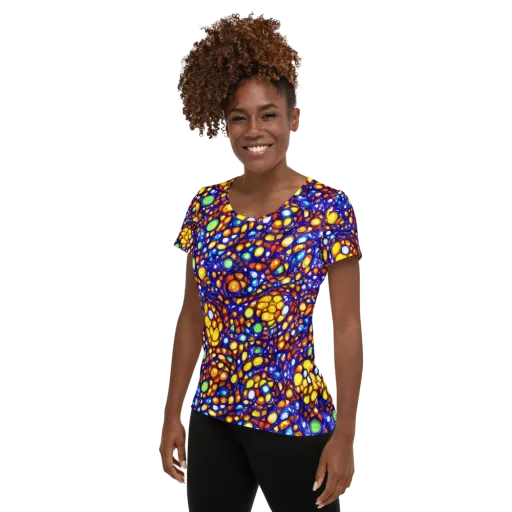 Cobalt Nectar on a Women's Athletic T-Shirt