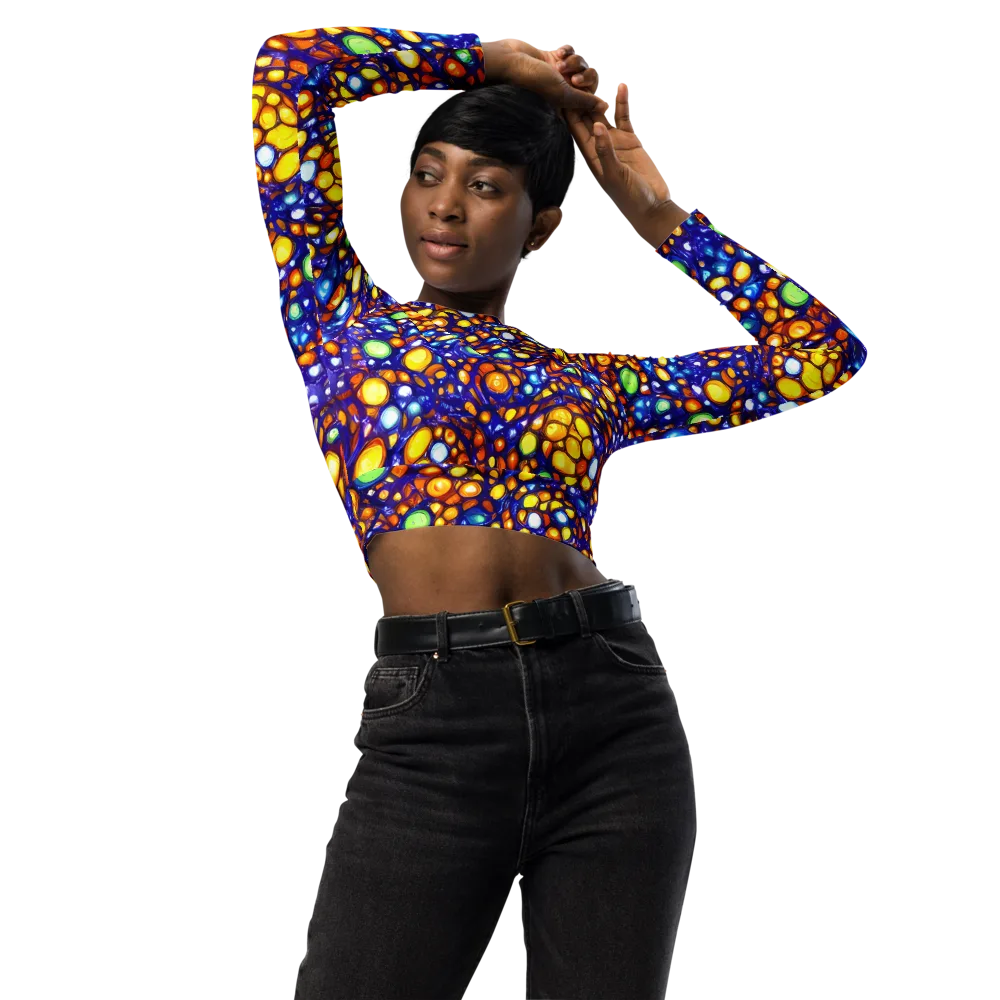Cobalt Nectar on Long Sleeve Crop Top — Front