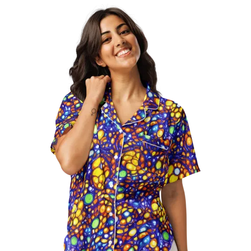 Cobalt Nectar on a Women's Short Sleeve Pajama Top