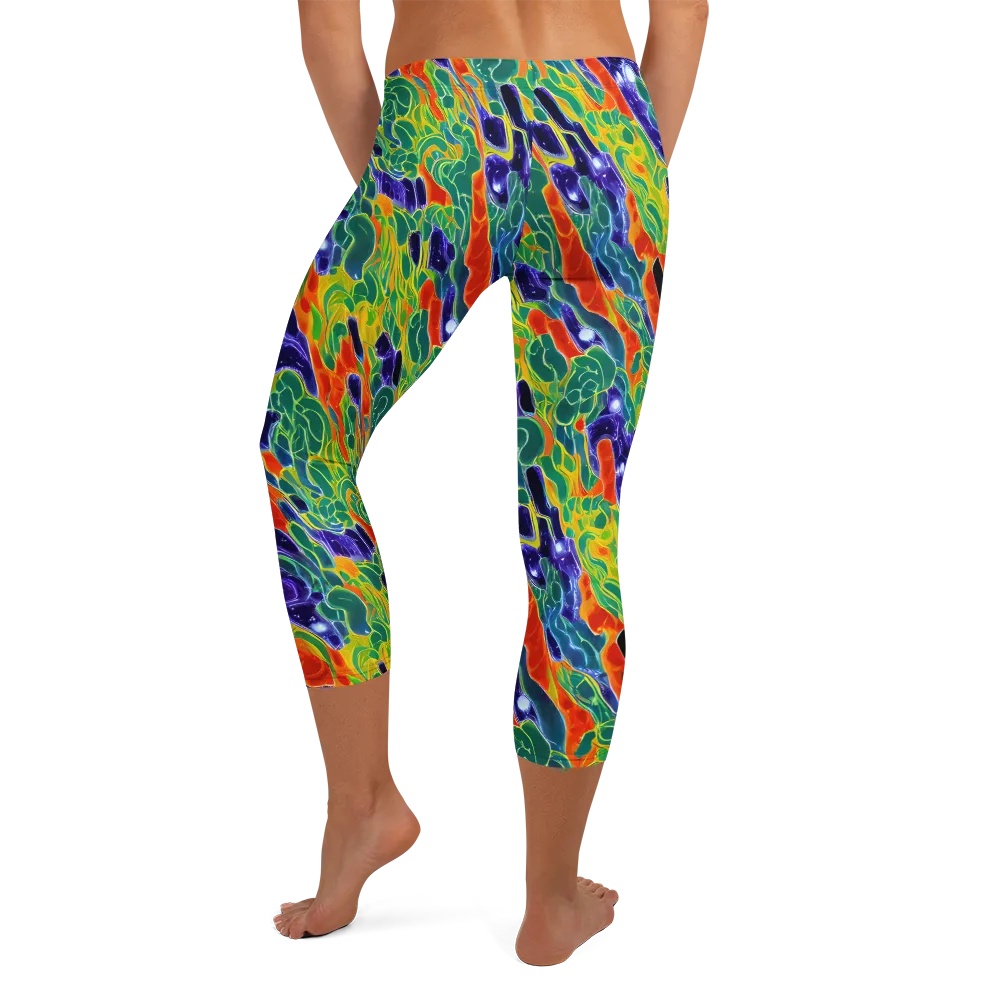 Liquid Tropics on Capri Leggings — Back